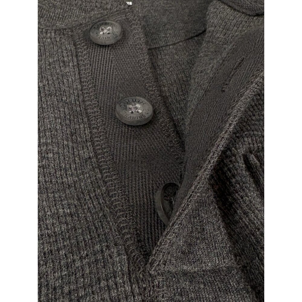 NWT Duluth Trading Co. Burly Thermal Relaxed Fit Henley Men’s M Charcoal Grey - Picture 8 of 15